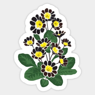 Floral pattern in dark colors. Primula Sticker